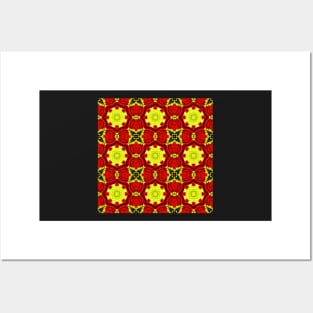 Red Yellow Chrysanthemum Pattern Number 23 Posters and Art